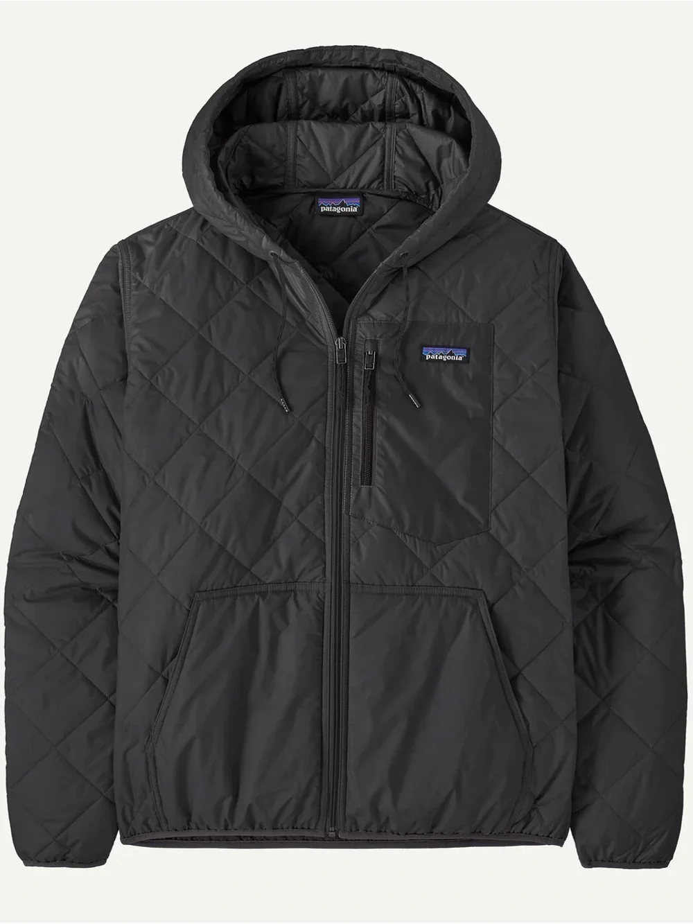 Patagonia Men's Diamond Quilted Bomber Hoody, Size S in Black